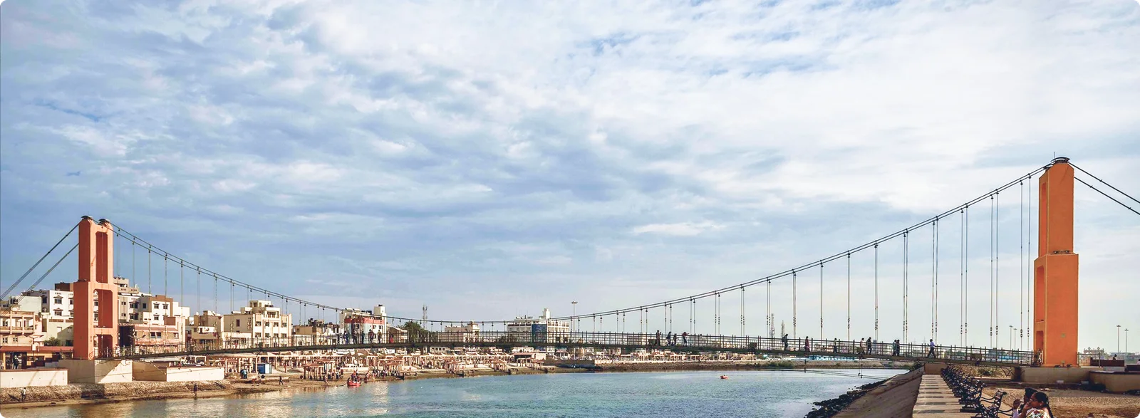 Wire Rope Suspension Bridge Sudama Setu at Dwarka, Gujarat